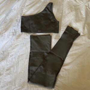 SET Active Grey Ribbed One-Shoulder Active Set XS/S